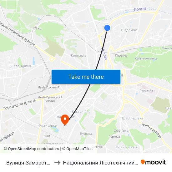 Вулиця Замарстинівська to Національний Лісотехнічний Університет map