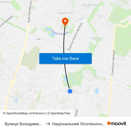 Вулиця Володимира Великого to Національний Лісотехнічний Університет map