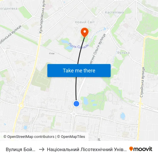 Вулиця Бойчука to Національний Лісотехнічний Університет map