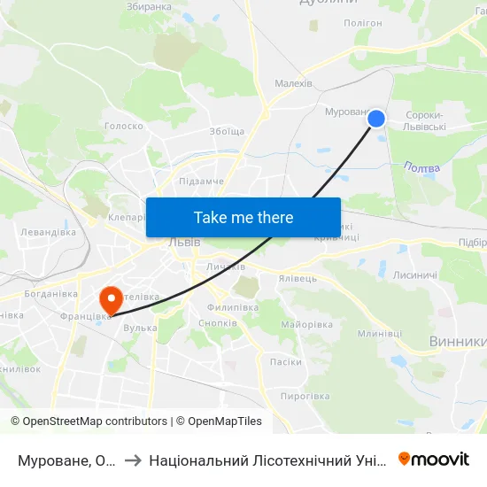 Муроване, Озеро to Національний Лісотехнічний Університет map