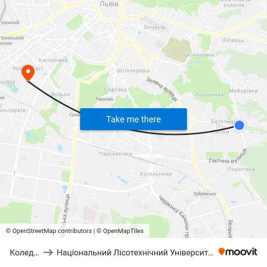 Коледж to Національний Лісотехнічний Університет map
