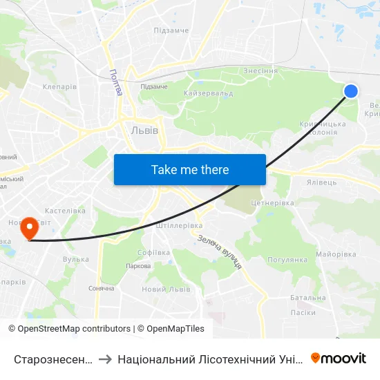 Старознесенська to Національний Лісотехнічний Університет map