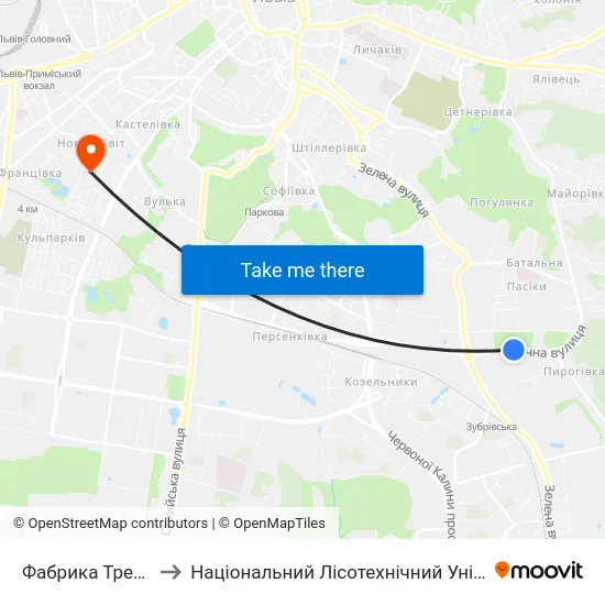 Фабрика Трембіта to Національний Лісотехнічний Університет map