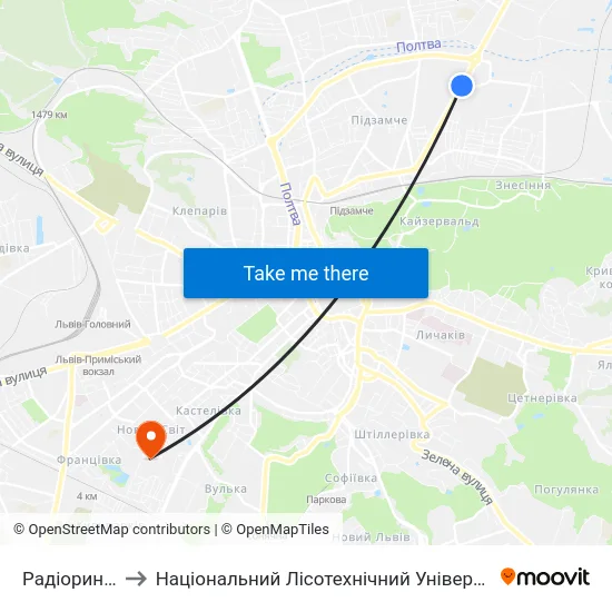 Радіоринок to Національний Лісотехнічний Університет map