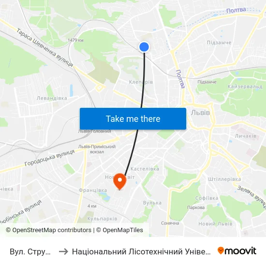 Вул. Струмок to Національний Лісотехнічний Університет map