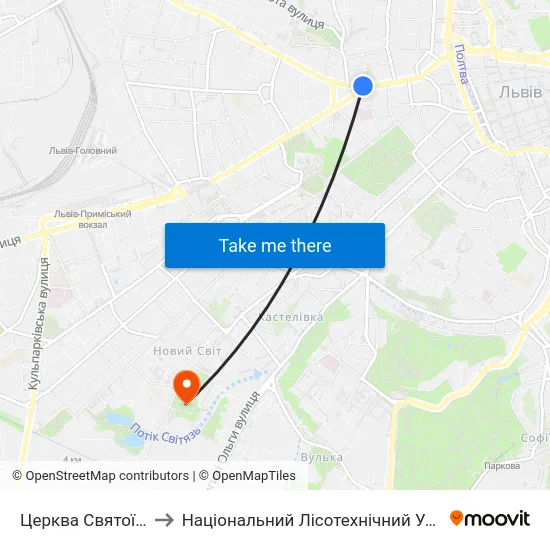 Церква Святої Анни to Національний Лісотехнічний Університет map