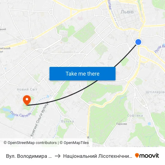 Вул. Володимира Шухевича to Національний Лісотехнічний Університет map