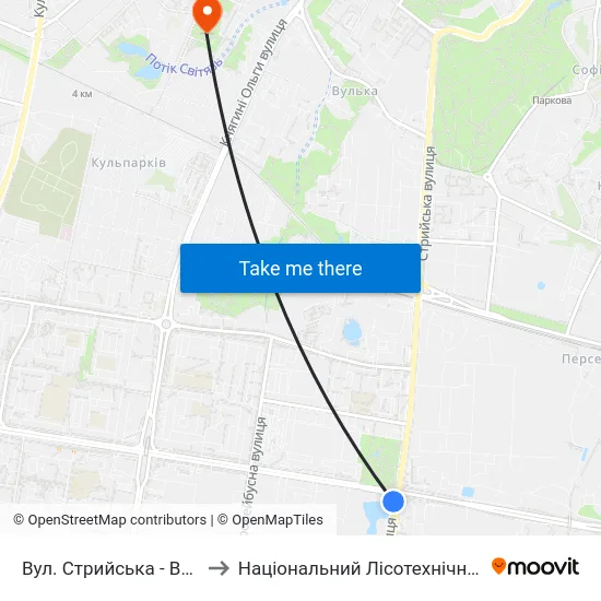 Вул. Стрийська - Вул. Наукова to Національний Лісотехнічний Університет map