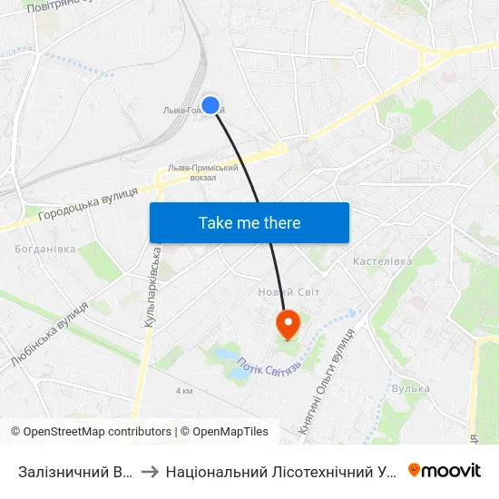 Залізничний Вокзал to Національний Лісотехнічний Університет map