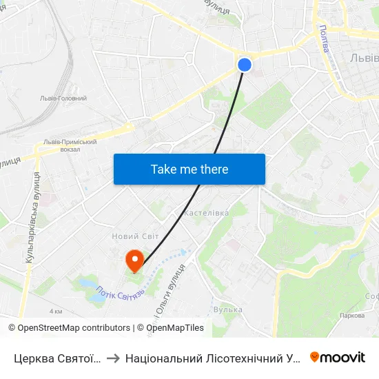 Церква Святої Анни to Національний Лісотехнічний Університет map