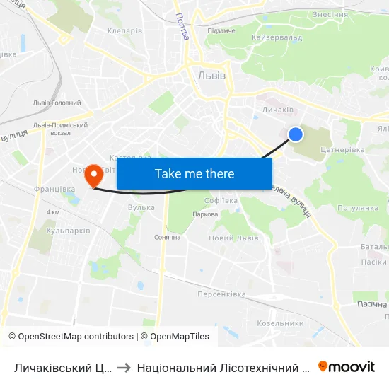 Личаківський Цвинтар to Національний Лісотехнічний Університет map