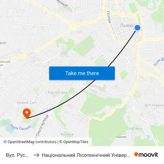 Вул. Руська to Національний Лісотехнічний Університет map