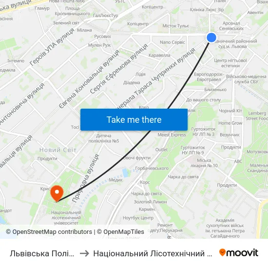Львівська Політехніка to Національний Лісотехнічний Університет map