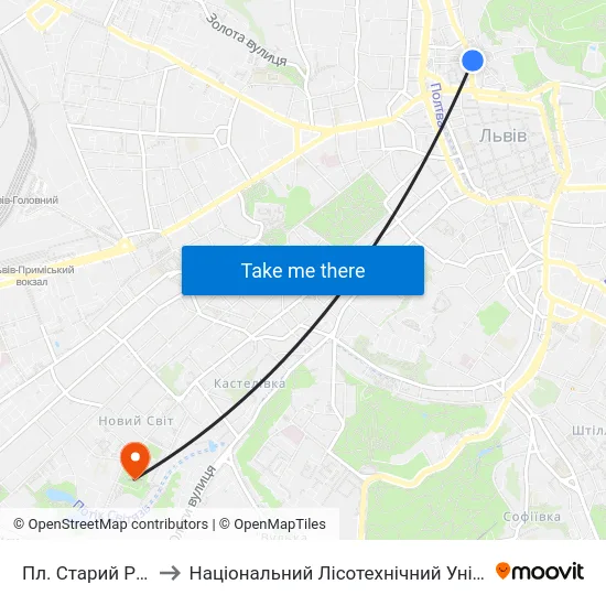 Пл. Старий Ринок to Національний Лісотехнічний Університет map
