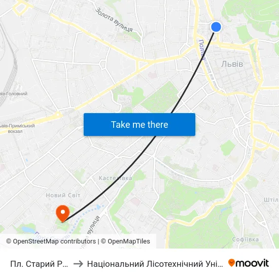 Пл. Старий Ринок to Національний Лісотехнічний Університет map