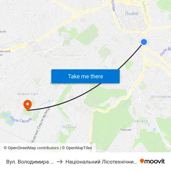 Вул. Володимира Шухевича to Національний Лісотехнічний Університет map