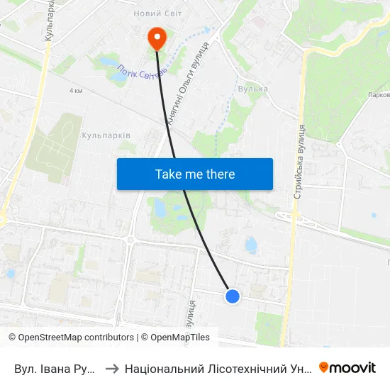 Вул. Івана Рубчака to Національний Лісотехнічний Університет map