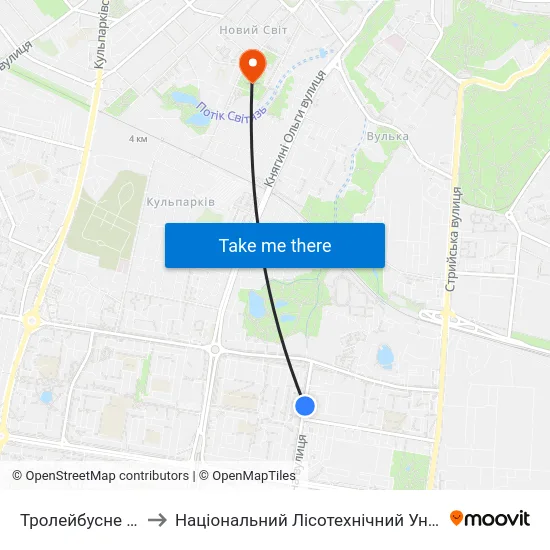 Тролейбусне Депо to Національний Лісотехнічний Університет map