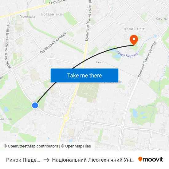 Ринок Південний to Національний Лісотехнічний Університет map