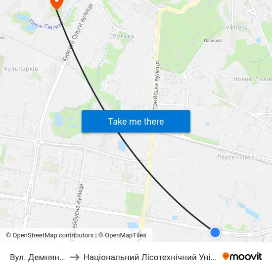 Вул. Демнянська to Національний Лісотехнічний Університет map