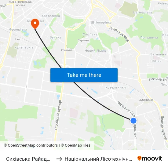 Сихівська Райадміністрація to Національний Лісотехнічний Університет map