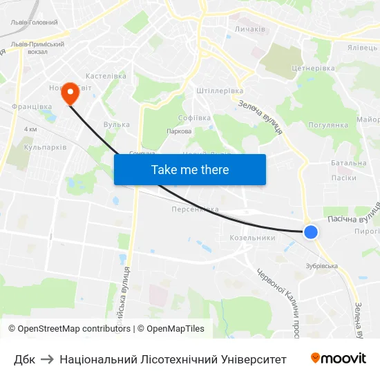 Дбк to Національний Лісотехнічний Університет map