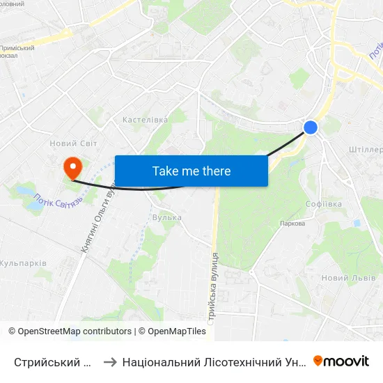 Стрийський Ринок to Національний Лісотехнічний Університет map