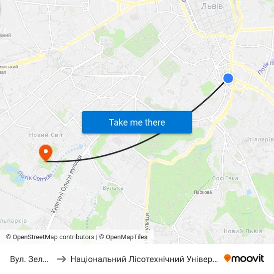 Вул. Зелена to Національний Лісотехнічний Університет map