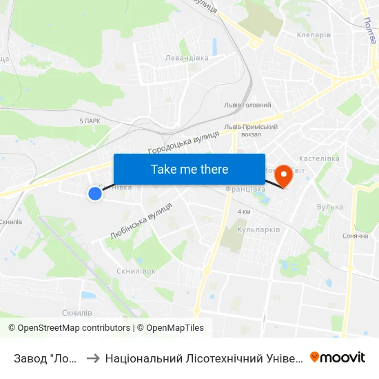 Завод "Лорта" to Національний Лісотехнічний Університет map