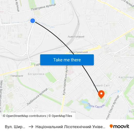 Вул. Широка to Національний Лісотехнічний Університет map