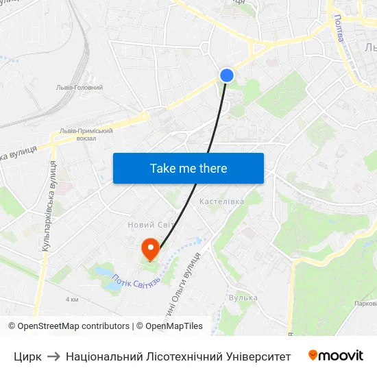 Цирк to Національний Лісотехнічний Університет map