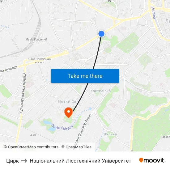 Цирк to Національний Лісотехнічний Університет map