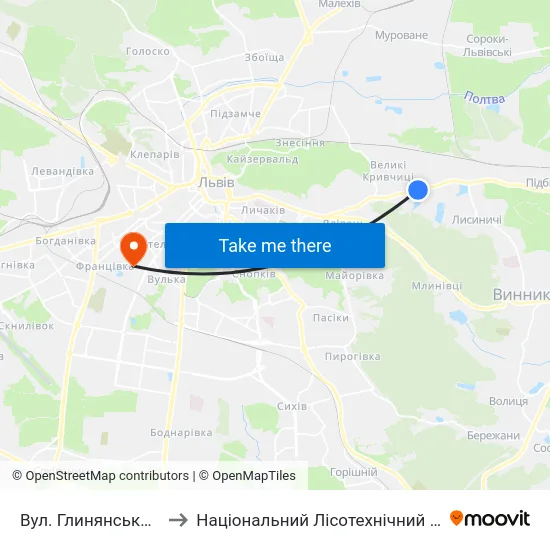 Вул. Глинянський Тракт to Національний Лісотехнічний Університет map