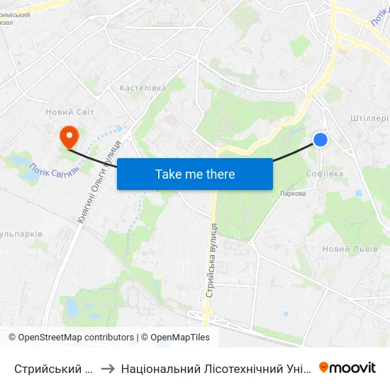 Стрийський Парк to Національний Лісотехнічний Університет map