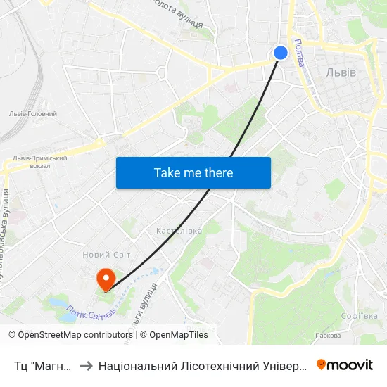 Тц "Магнус" to Національний Лісотехнічний Університет map