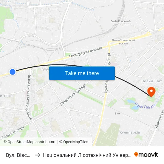 Вул. Вівсяна to Національний Лісотехнічний Університет map