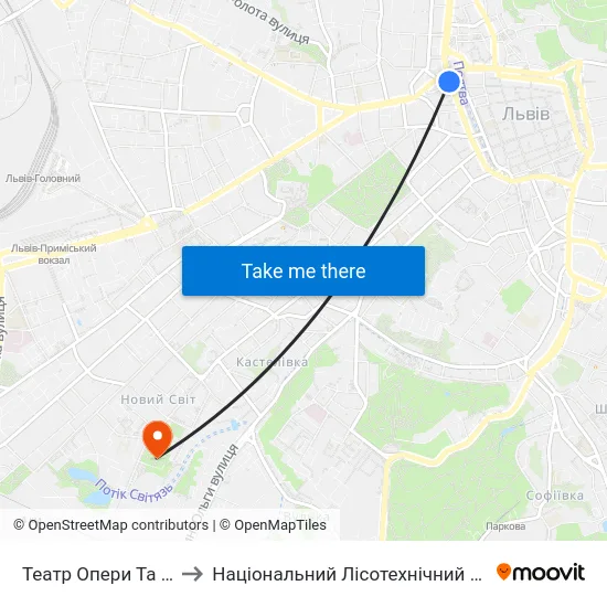 Театр Опери Та Балету to Національний Лісотехнічний Університет map