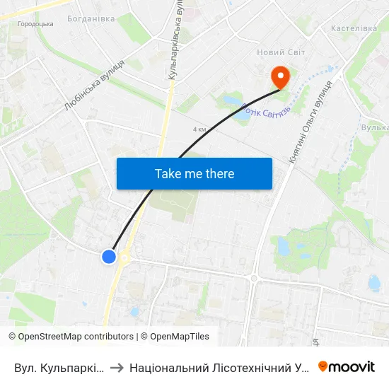 Вул. Кульпарківська to Національний Лісотехнічний Університет map