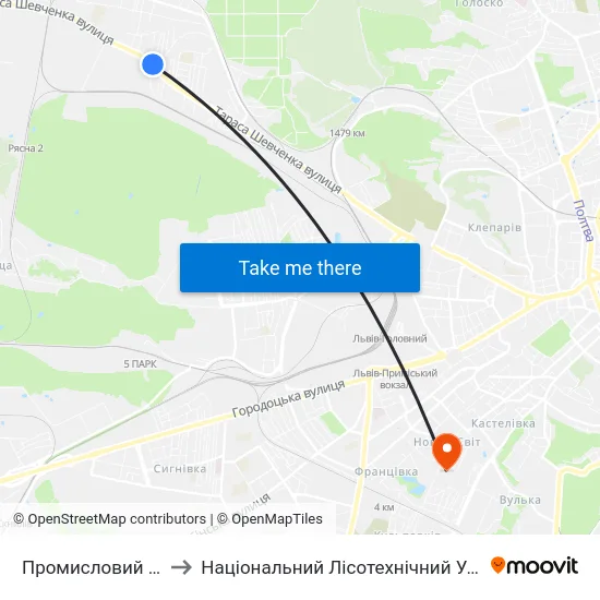 Промисловий Ринок to Національний Лісотехнічний Університет map
