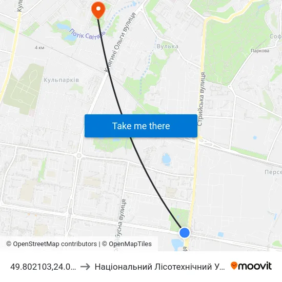 49.802103,24.017357 to Національний Лісотехнічний Університет map