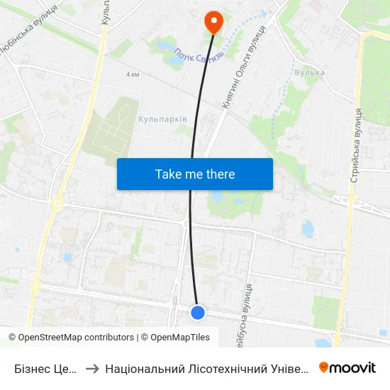 Бізнес Центр to Національний Лісотехнічний Університет map