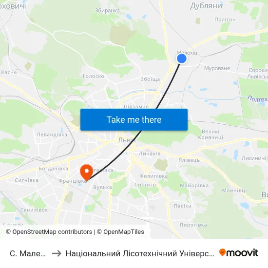 С. Малехів to Національний Лісотехнічний Університет map
