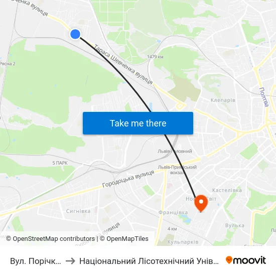 Вул. Порічкова to Національний Лісотехнічний Університет map