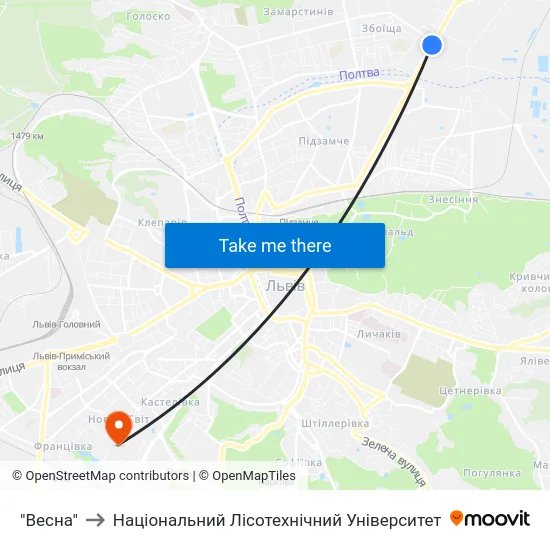 "Весна" to Національний Лісотехнічний Університет map
