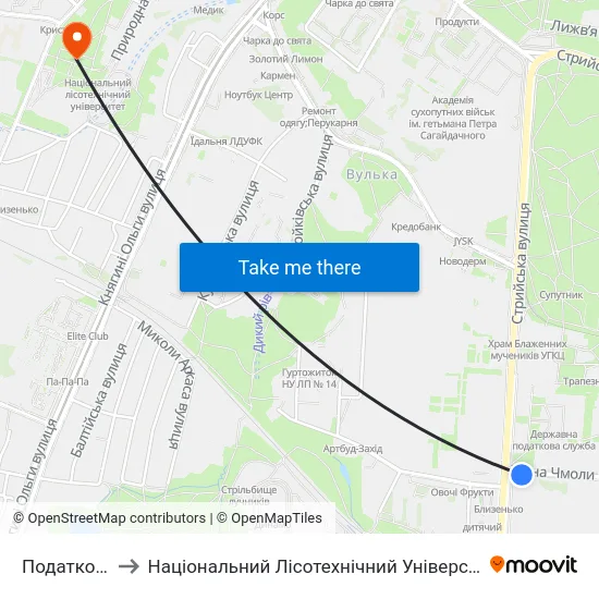 Податкова to Національний Лісотехнічний Університет map