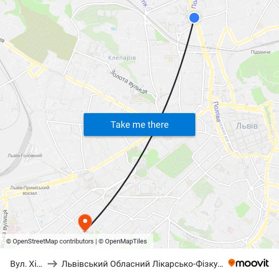 Вул. Хімічна to Львівський Обласний Лікарсько-Фізкультурний Диспансер map
