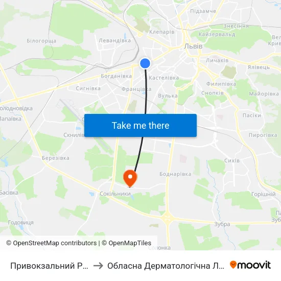 Привокзальний Ринок to Обласна Дерматологічна Лікарня map