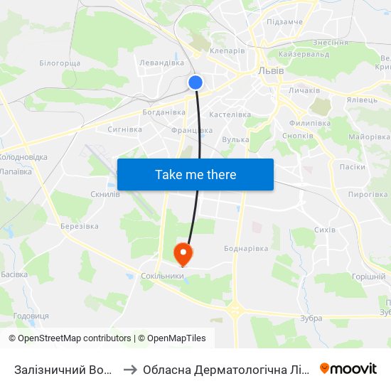 Залізничний Вокзал to Обласна Дерматологічна Лікарня map