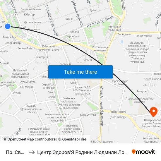 Пр. Свободи to Центр Здоров'Я Родини Людмили Лотоцької-Волкової map