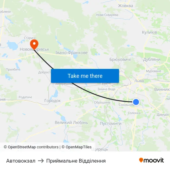 Автовокзал to Приймальне Відділення map
